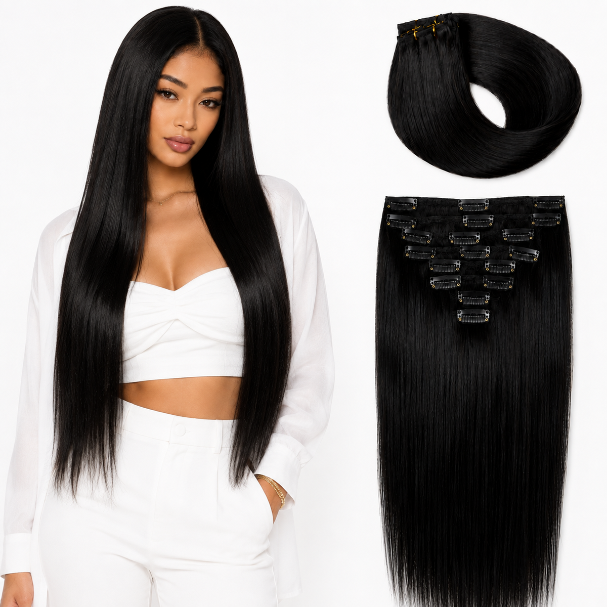 Clips Extensions Virgin Hair Lisse | UPENZII